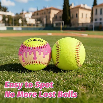 Fastpitch Balls Durable PVC Cover with PU Core, Ice Cream Drip Fastpitch Softball Great for Practice Training Games - Official Size and Weight
