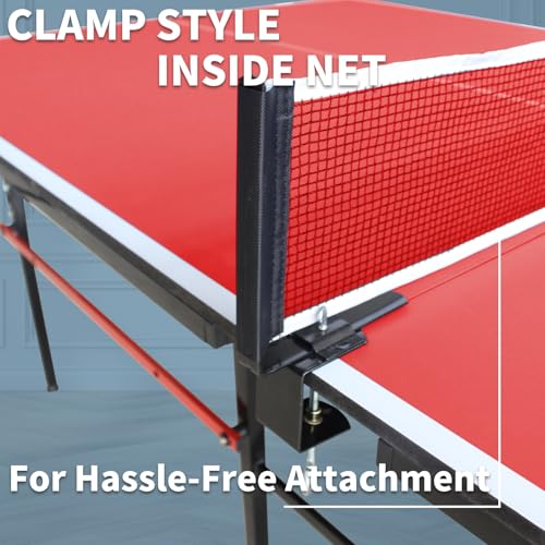 8FT Outdoor Ping Pong Table, Foldable & Portable Table Tennis Set with Net, 2 Paddles & 3 Balls, Game Table with Single Player Playback Mode