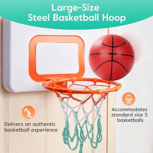 CYFIE Adjustable Basketball Hoop Toys Toddler, Indoor/Outdoor Hanging Basketball Hoop with Sturdy Backboard & 3 Balls, Basketball Toys for Adult Boy Girl Teens Kid 3 4 5 6 7 8 9 10+