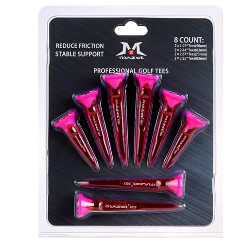 MAZEL Transparent Plastic Golf Tees 8 Pack,Enhanced Durability & Stability Plastic Tees with 5 Prongs,Minimize Friction and Side Spin - color: Purple