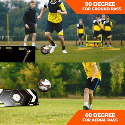 Portable Soccer Rebounder Board - Dual Angle Training Wall for Passing & Shooting - Large Surface Area - size: 32x12 Inch