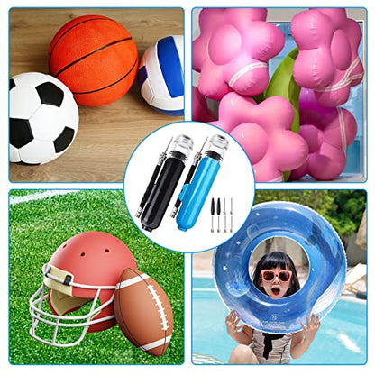 2PCS Ball Pumps with 5pcs Needles, Haploon Air Pump for Balls Portable Two-Way Quicker-Fill Hand Air Pump for Inflatables Soccer Basketball Volleyball Football Yoga Sport Balls Pool Floats Bike Tire