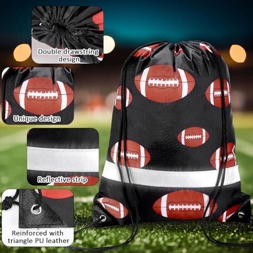 Saintrygo 12 Pcs String Bags Drawstring Back Sack with Reflective Stripe String Bags for Yoga Dance Swimming (Rugby) - style: Rugby