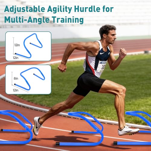 Agility Ladder Speed Training Equipment Set-20ft Ladder,12 Cones, 4 Adjustable Hurdles, Jump Rope, Resistance Parachute| Soccer,Basketball, Football Practice Equipment for Youth, Adults - color: Blue, size: 17.18"*5.72"*13.32"