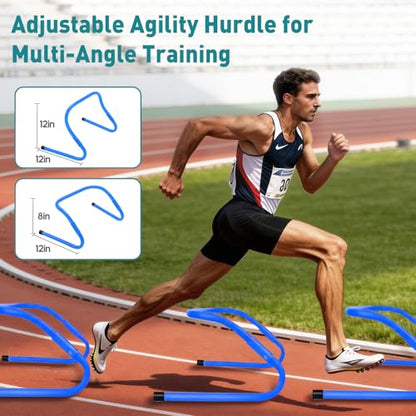 Agility Ladder Speed Training Equipment Set-20ft Ladder,12 Cones, 4 Adjustable Hurdles, Jump Rope, Resistance Parachute| Soccer,Basketball, Football Practice Equipment for Youth, Adults - color: Blue, size: 17.18"*5.72"*13.32"