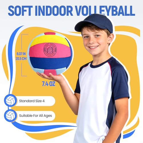 UBeesize Soft Indoor Volleyball with Pump, Silent Volleyball for Indoor Practice & Training, Lightweight Softy Volleyball for Home Use (Deflated)