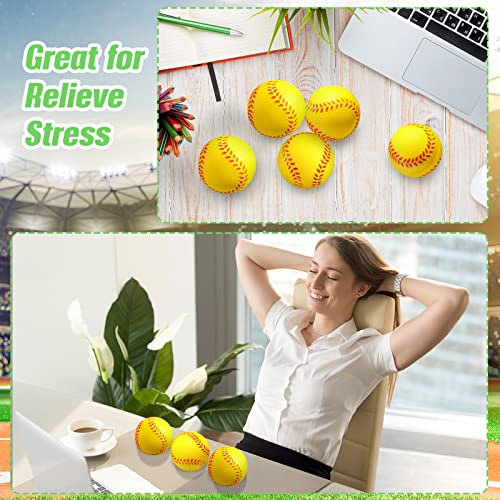 HyDren 100 Pack Mini Softball Stress Ball Foam Sports Balls Softball Party Favors Small Baseball Stress Ball for School Carnival Sport Party Decorations Birthday (4cm)