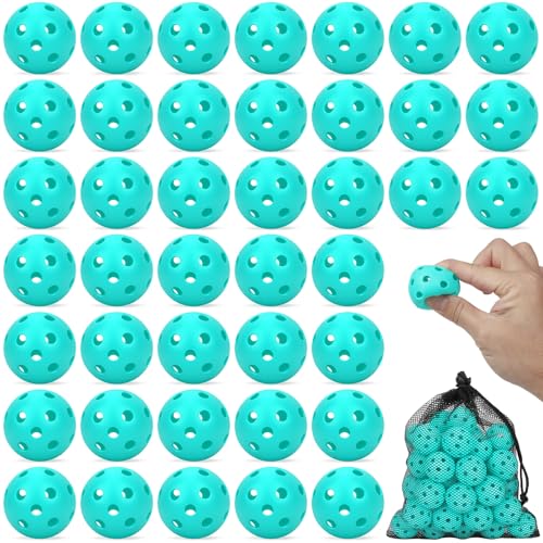 Coopay 20/40/80 Pack Mini Plastic Practice Baseballs, 1.65inch Small Soft Training Balls with Drawstring Bag for Baseball Hitting, Pitching & Batting Training, Indoor & Outdoor - color: Sky Blue, style: 40 Pack