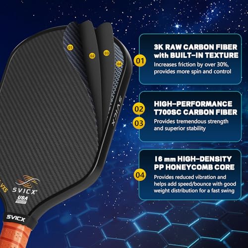 Carbon Fiber Pickleball Paddle 16mm – Professional Pickleball Paddles with Superior Control, Power & Spin – Extended Handle for Two-Handed Grip, USAPA Approved - color: Black Brown