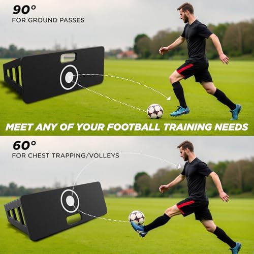 Soccer Rebounder Board Trainer，2 Way Kickback Panel for Passing, Shooting Ball Control Solo Team Football Training Equipment for Agility, Reflex Skill Drills