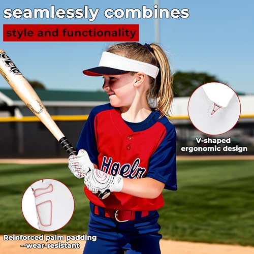 AIGEVTURE Baseball Bating Gloves Adult Youth Baseball Softball Batting Gloves Adult Kids Boys Girls - color: White and Red, size: Kids Large