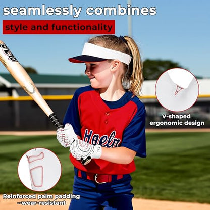 AIGEVTURE Baseball Bating Gloves Adult Youth Baseball Softball Batting Gloves Adult Kids Boys Girls - color: White and Red, size: Kids Large