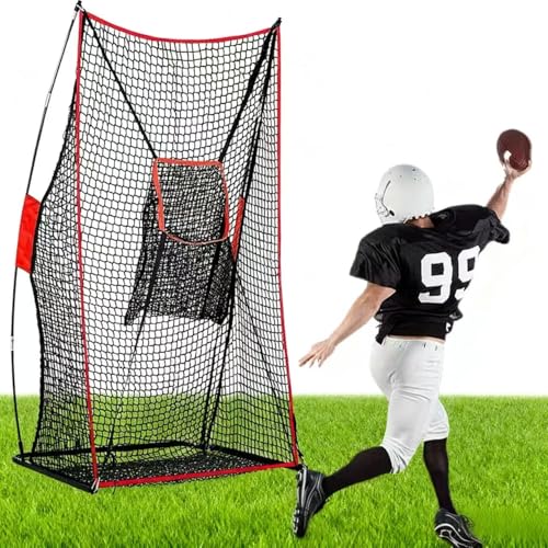 Football Kicking Throwing Net - Heavy Duty Portable Kicking Goal Cage with Target - 4x7FT Professional Trainer for Coaches Youth Indoor & Outdoor Games