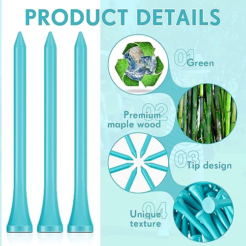 Jenaai 200 Pcs Golf Tees Bamboo Golf Tees Professional Golf Tees Bulk for Women Golf Club Accessories
