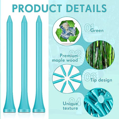 Jenaai 200 Pcs Golf Tees Bamboo Golf Tees Professional Golf Tees Bulk for Women Golf Club Accessories