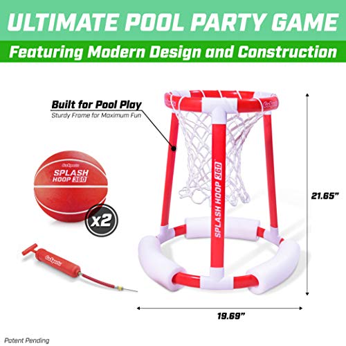 GoSports Splash Hoop 360 Floating Pool Basketball Game - Choose Red or Blue - Includes Hoop, 2 Balls and Pump - style: Splash Hoop 360