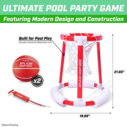 GoSports Splash Hoop 360 Floating Pool Basketball Game - Choose Red or Blue - Includes Hoop, 2 Balls and Pump - style: Splash Hoop 360