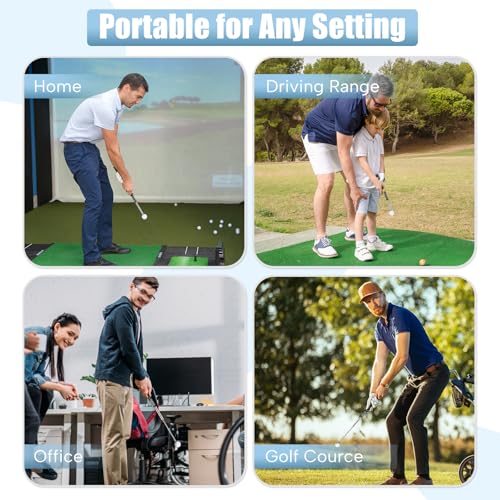 Montela Retractable Golf Swing Trainer, Right-Handed Training Aid with Grip Trainer and Arm Band for Swing Tempo & Chipping, Indoor Outdoor Practice for Beginners