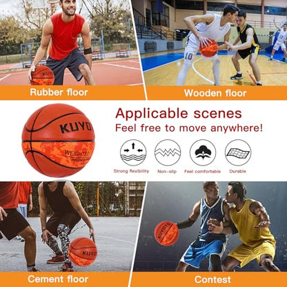 KUYOTQ 3LBS/3.3LBS/2.2LBS Weighted Heavy Training Basketball 29.5/28.5" in and Outdoor Improving Handling Dribbling Passing Rebounding Skill Composite Size 7/6 Weighted Training Basketball Equipment - color: Brown Weighted Basketball 3.0LBS/1.3KG, size: S