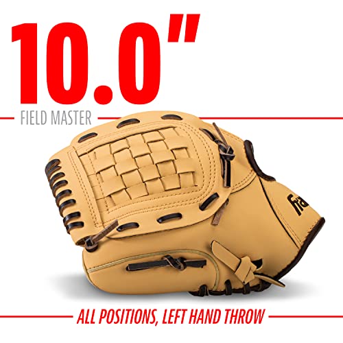 Franklin Sports Field Master Baseball + Softball Glove - Field Master Adult + Youth Baseball + Softball Mitt - Men's + Women's Gloves - Right Hand Throw - color: Camel, style: 10" - Basket Web