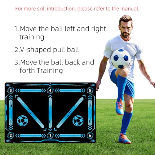 Premium Soccer Training Mat with Video Guide - Non-Slip Soccer Footstep Practice Pad for Indoor & Outdoor - Ultimate Ball Control Equipment to Improve Dribbling Skills - color: 35.4*23.6