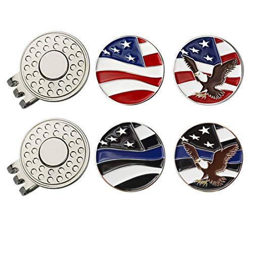 Golf Ball Markers with Hat Clips Value Sets for Men Women Golfer, Removable Attaches Easily to Golf Cap Premium Gifts - color: fly flag