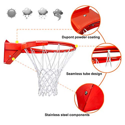 Professional 180º Heavy Duty Breakaway Basketball Rim，18 inch Single Spring Flex Rim Goal Replacement fit Indoor and Outdoor Backboard - color: 1-Single Spring