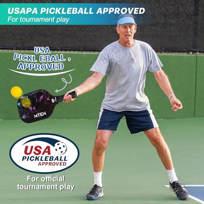 Pickleball Paddles Set of 2 or 4, or Single Paddle – USAPA Approved Fiberglass Surface Pickleball Rackets Set for Men & Women - color: BlackBlue*2