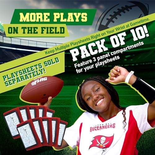 Football Play Wristbands - Youth Quarterback Gear - Wristband Playbook for Football and Softball Signs - color: Red
