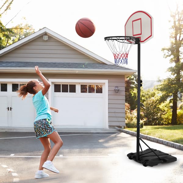 LEMY Basketball Hoop,5.4-7 Ft Kids Portable Basketball Hoop Outdoor,Adjustable Basketball Goal System with Shatterproof Backboard and Larger Base for Kids Youth and Adults in Backyard,Driveway,Indoor