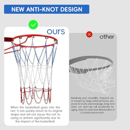 Basketball Net, Stainless Steel Braided Chain Heavy Duty, Standard Basketball Net (12 Links), Quick Installation. Suitable for Indoor and Outdoor Climates - style: 003