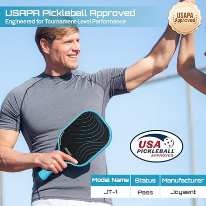 Pickleball Paddles Set, USAPA Approved Carbon Fiber Pickleball Set of 2 with Beginner Pickleball Rackets, Indoor Outdoor Pickle Balls for Adults Men Women, JT-1 - color: Blue