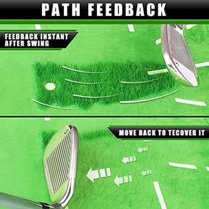 CHAMPKEY Heavy-Duty Golf Hitting Mat - Swing Path Feedback Golf Practice Mat - Ideal for Indoor and Outdoor Training - size: 13" x 17", style: Golf Mat with 3 Pads
