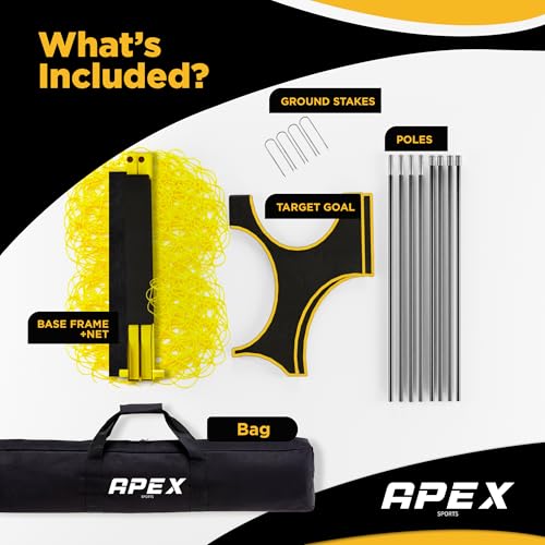 Apex Sports 12x6 FT Soccer Goal with Precision Target – Portable Soccer Net with Removable 10-Hole Target, Portable Design, Quick Setup, Ground Stakes & Collapsible Frame for Indoor/Outdoor Training