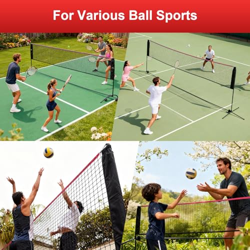 Portable Badminton Net Set, 10FT Wide, Adjustable Height Multi Sport Net for Pickleball, Tennis, Volleyball, Soccer Tennis, Indoor Outdoor with Carry Bag, Easy Setup for Backyard