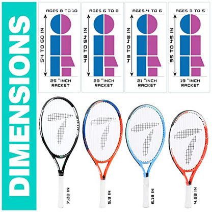 Teloon Kids Tennis Racket, 19"-25" Inch Youth Tennis Racquet with Cover, Junior Tennis Racquet for Kids Children Boys Girls Age 3-12.