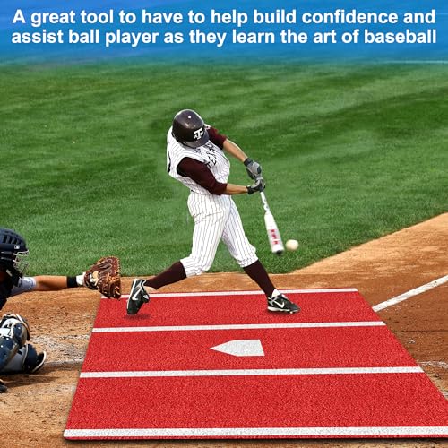 Baseball Hitting Mat, Batting Batting Mat for Hitting Batting Cage Softball Batter Stance Training Mat to Improve Batting Posture Baseball Mats Indoor/Outdoor - size: 6' x 4'