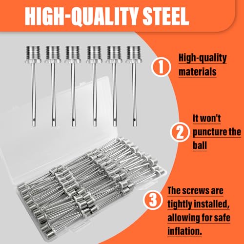 Manesi Ball Pump Needles (50 Pack) - Heavy Duty Inflation Needles & Ball Pins for Basketball, Soccer Ball, Football, Bike Pump - Fits Most Air Pumps - Universal Air Needles for Sports Balls.