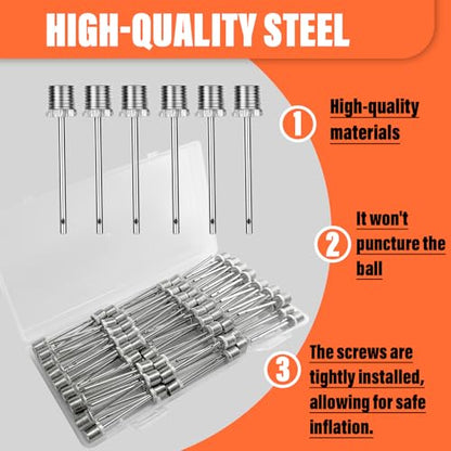 Manesi Ball Pump Needles (50 Pack) - Heavy Duty Inflation Needles & Ball Pins for Basketball, Soccer Ball, Football, Bike Pump - Fits Most Air Pumps - Universal Air Needles for Sports Balls.