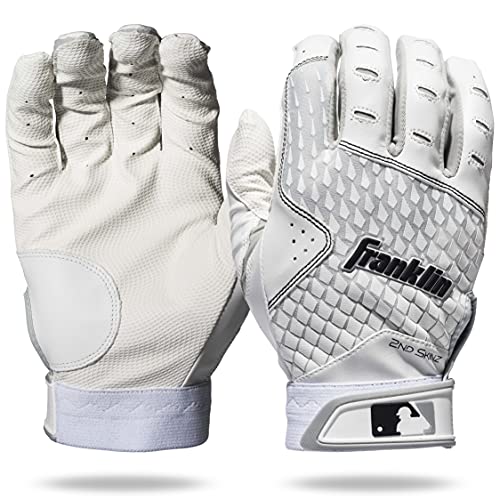 Franklin Sports MLB 2nd Skinz Batting Gloves - Adult & Youth Baseball & Softball - Men's & Kids Teeball & Softball Gloves - Multiple Sizes & Colors Available - color: White/White, size: Adult Medium