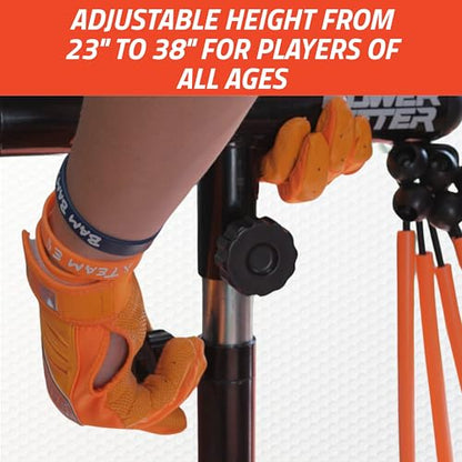 Anytime Baseball Power Hitter Baseball Swing Trainer for Baseball & Softball - Durable Baseball Training Equipment with High-Visibility Hitting Stick & Head - Carrying Case, Extra Bands & Stakes