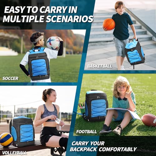 Soccer Bag - Soccer Backpack with Ball Holder,Sport Equipment Bags gifts for soccer stuff Water resistant Includes Separate Cleat Fit Basketball Volleyball Football - color: sport soccer bag 2025 BLUE