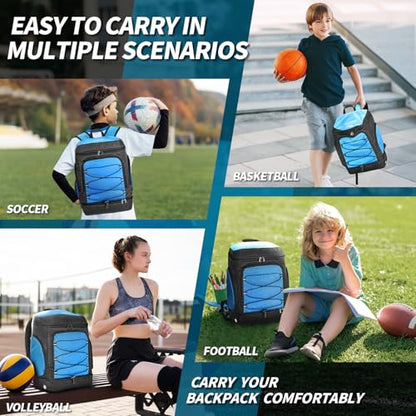 Soccer Bag - Soccer Backpack with Ball Holder,Sport Equipment Bags gifts for soccer stuff Water resistant Includes Separate Cleat Fit Basketball Volleyball Football - color: sport soccer bag 2025 BLUE
