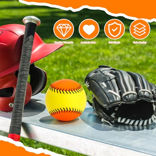 MiniInflat 12 Pack 12" 10" Softballs Practice Balls Leather Covered Youth Fastpitch Baseball Training for Tee Coach Pitch Batting Ball Practices and Training