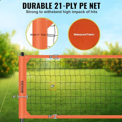 VEVOR Outdoor Portable Volleyball Net System, Adjustable Height Aluminum Poles, Professional Set with PVC Volleyball, Pump, Carrying Bag, Heavy Duty Net for Backyard, Beach, Lawn