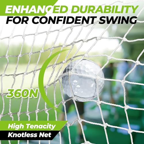 Golfguru All in 1 Golf Practice Net - 10x7ft with Pro Chipping Target, Tri-Turf Mat, 10 Balls, 7 Tees, 2 Rubber Tees, Carry Bag for Backyard Driving Chipping