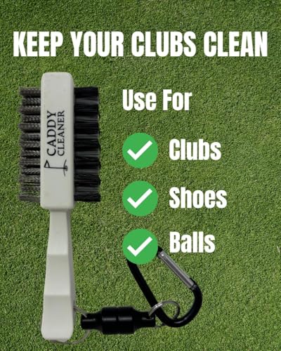 Clean Swing Mini Brush – Golf Club Cleaner with Magnetic Clip, Dual-Sided Brush | Golf Accessories for Men, Best Golf Gift | Caddy Cleaner - color: Eagle White