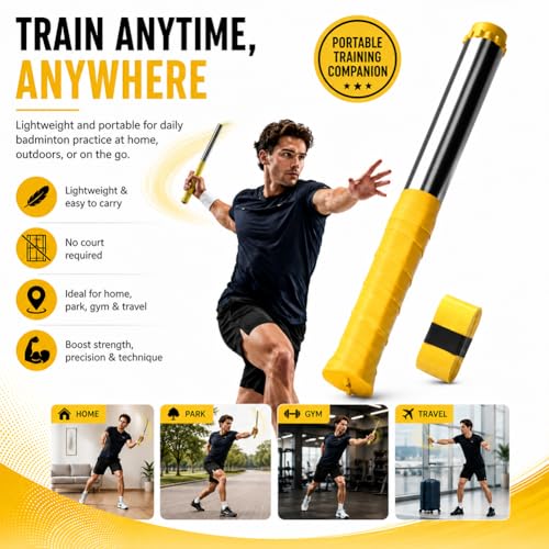 Upgraded Adjustable Intensity Badminton Swing Trainer, 11.8" Swing Trainer Sound Feedback for Smash Technique for Wrist Arm Strength Training Fitness Professional Players - color: Combination-2Pcs