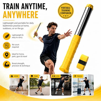 Upgraded Adjustable Intensity Badminton Swing Trainer, 11.8" Swing Trainer Sound Feedback for Smash Technique for Wrist Arm Strength Training Fitness Professional Players - color: Purple-1Pcs