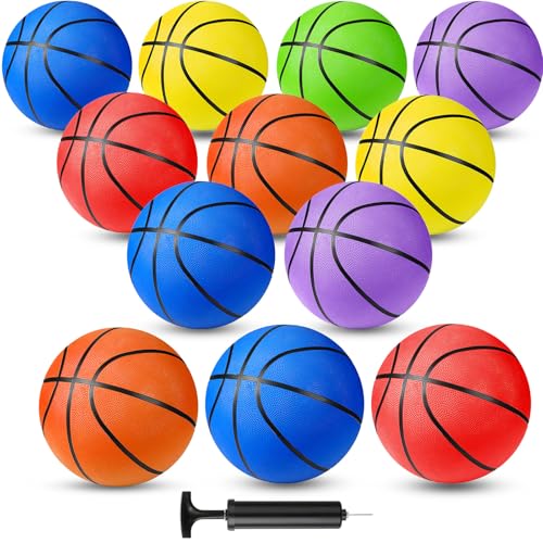 Jerify 12 Pack Official Size Rubber Basketballs for Kids Child Junior Youth Indoor Outdoor Sports Basket Balls with Pump Back to School Student Gifts Operation Christmas Bulk Items - size: Size 6, 28.5"